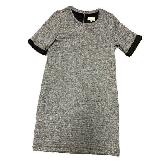 LOU & Grey Heather Gray Embossed Stripe Shift Dress Size S Short‎ Sleeve - Picture 1 of 8